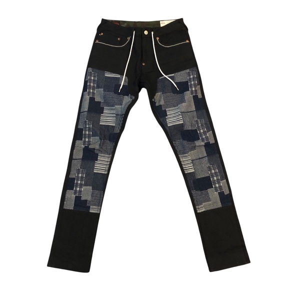 Evisu Jeans Japanese Selvedge Black Denim Patchwork 28x34 - Picture 1 of 16